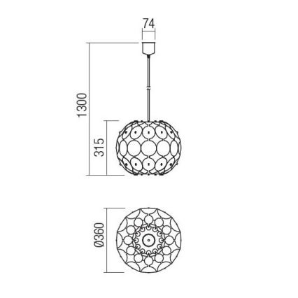 Redo 01-1508 - Підвісна люстра ODEON 1xE27/42W/230V діаметр 36 см золотий
