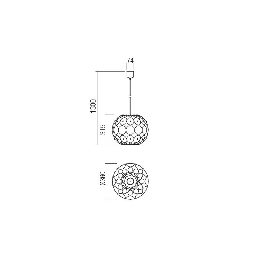 Redo 01-1508 - Підвісна люстра ODEON 1xE27/42W/230V діаметр 36 см золотий