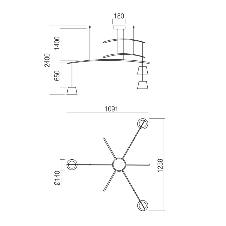 Redo 01-1524 - Светодиодная подвесная люстра LOLLI 3xLED/6W/230V белый