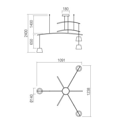 Redo 01-1525 - Світлодіодна підвісна люстра LOLLI 3xLED/6W/230V чорний