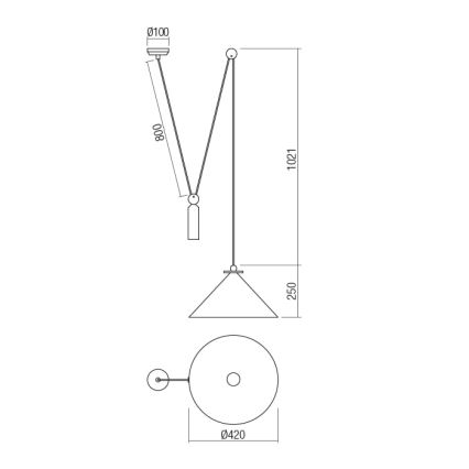 Redo 01-1546 - Подвесная люстра KALIMBA 1xE27/42W/230V диаметр 42 см паук черный