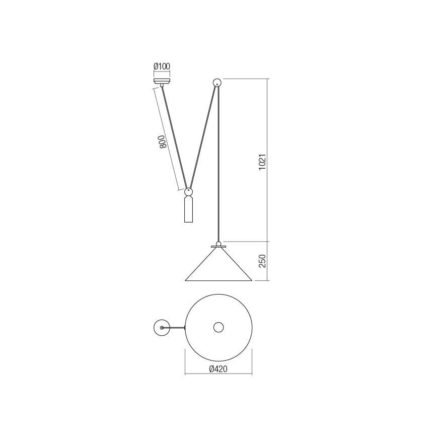 Redo 01-1546 - Подвесная люстра KALIMBA 1xE27/42W/230V диаметр 42 см паук черный