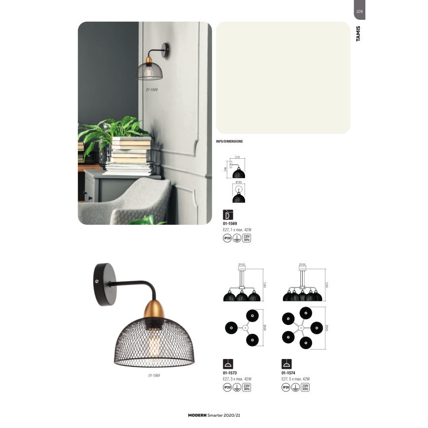 Redo 01-1573 - Підвісна люстра на тросі TAMIS 3xE27/42W/230V, діаметр 59 см, чорна
