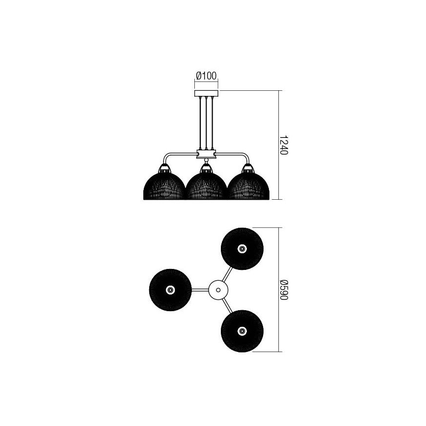 Redo 01-1573 - Підвісна люстра на тросі TAMIS 3xE27/42W/230V, діаметр 59 см, чорна