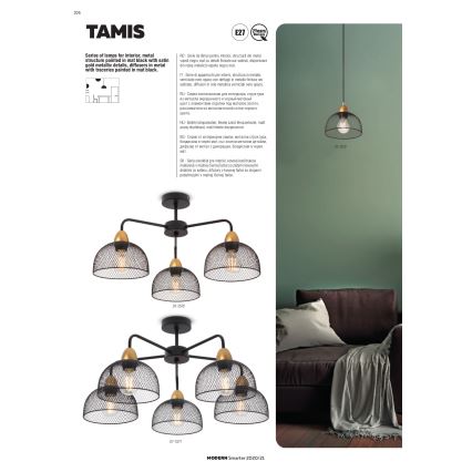 Redo 01-1573 - подвесная люстра TAMIS на тросе, 3xE27/42W/230V, диаметр 59 см, черная