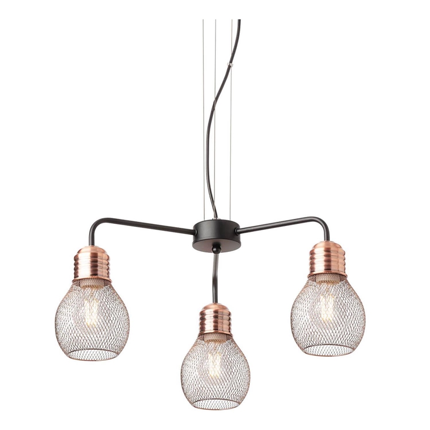 Redo 01-1579 - Люстра на тросе EDISON 3xE27/42W/230V Ø 53 см черная/медная