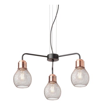 Redo 01-1579 - Підвісна люстра на шнурі EDISON 3xE27/42W/230V діам. 53 см чорна/мідна