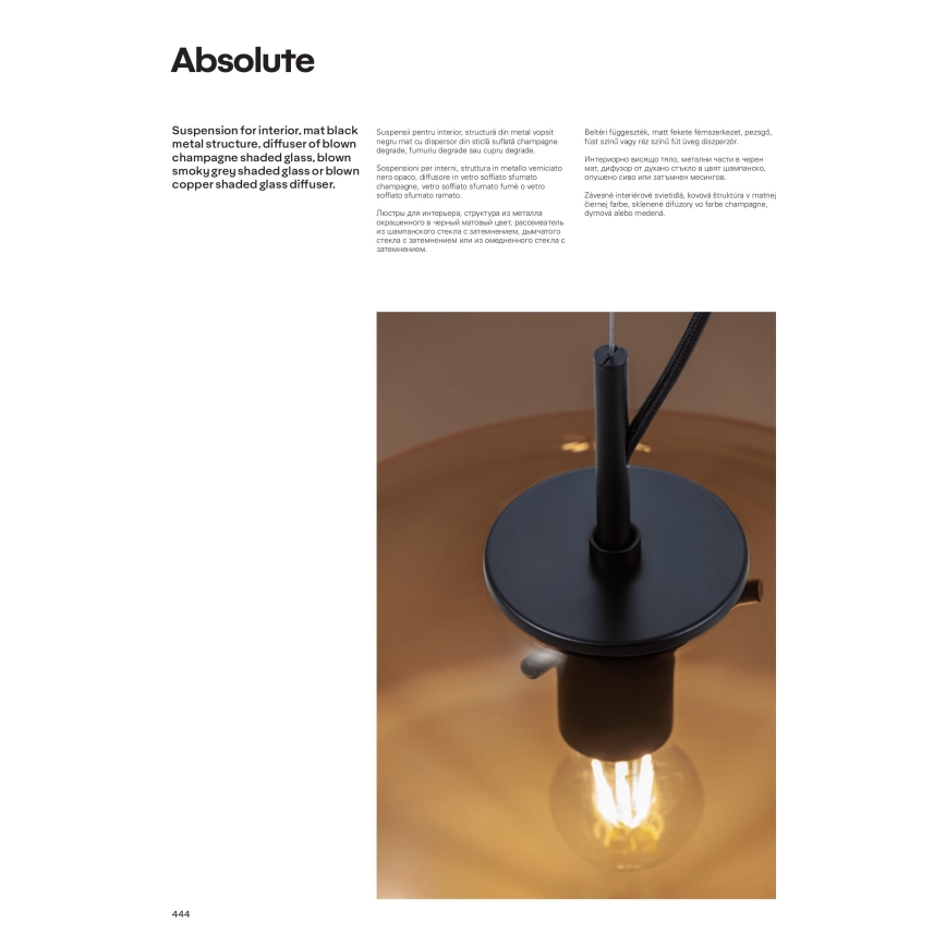 Redo 01-1619 - Подвесная люстра ABSOLUTE 1xE27/42W/230V серый