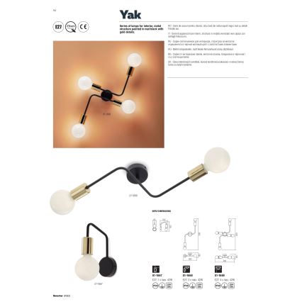 Redo 01-1669 - Потолочный светильник YAK 4xE27/42W/230V
