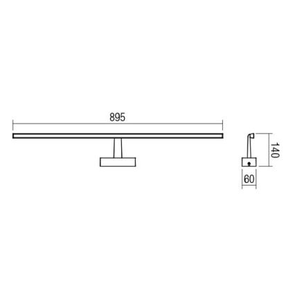 Redo 01-1678 - LED-підсвічування дзеркала для ванної NEPTUNE LED/18W/230V 89,5 cm IP44 блискучий хром