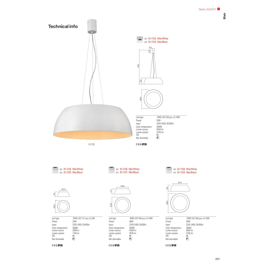 Redo 01-1732 - Светодиодная подвесная люстра BLAIR LED/55W/230V 3000K белый