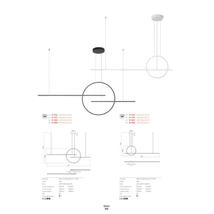 Redo 01-1734 - Светодиодная подвесная люстра с регулированием яркости GIOTTO LED/46W/230V белый