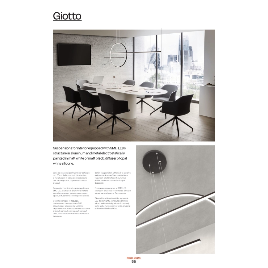 Redo 01-1734 - Світлодіодна підвісна люстра з регулюванням яскравості GIOTTO LED/46W/230V білий
