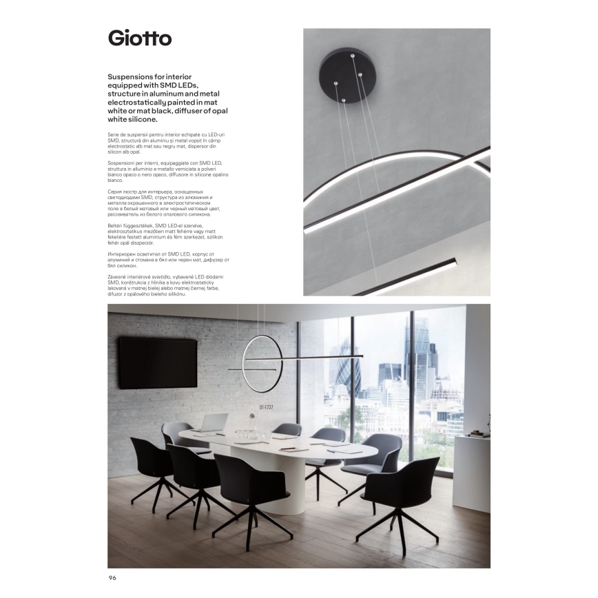 Redo 01-1735 - Світлодіодна підвісна люстра з регулюванням яскравості GIOTTO LED/46W/230V чорний