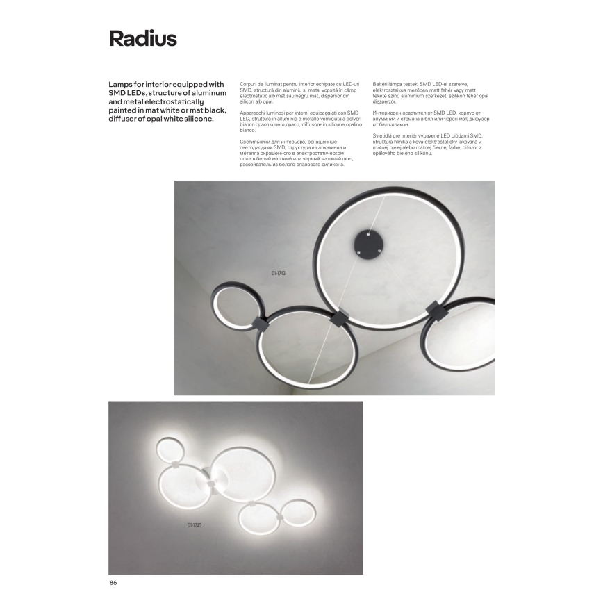 Redo 01-1742 - Світлодіодна підвісна люстра RADIUS LED/45W/230V