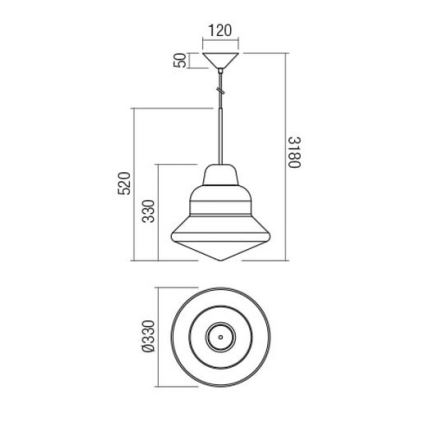 Redo 01-1771 - Люстра на тросі AMNO 1xE27/42W/230V діам. 33 cm сіра