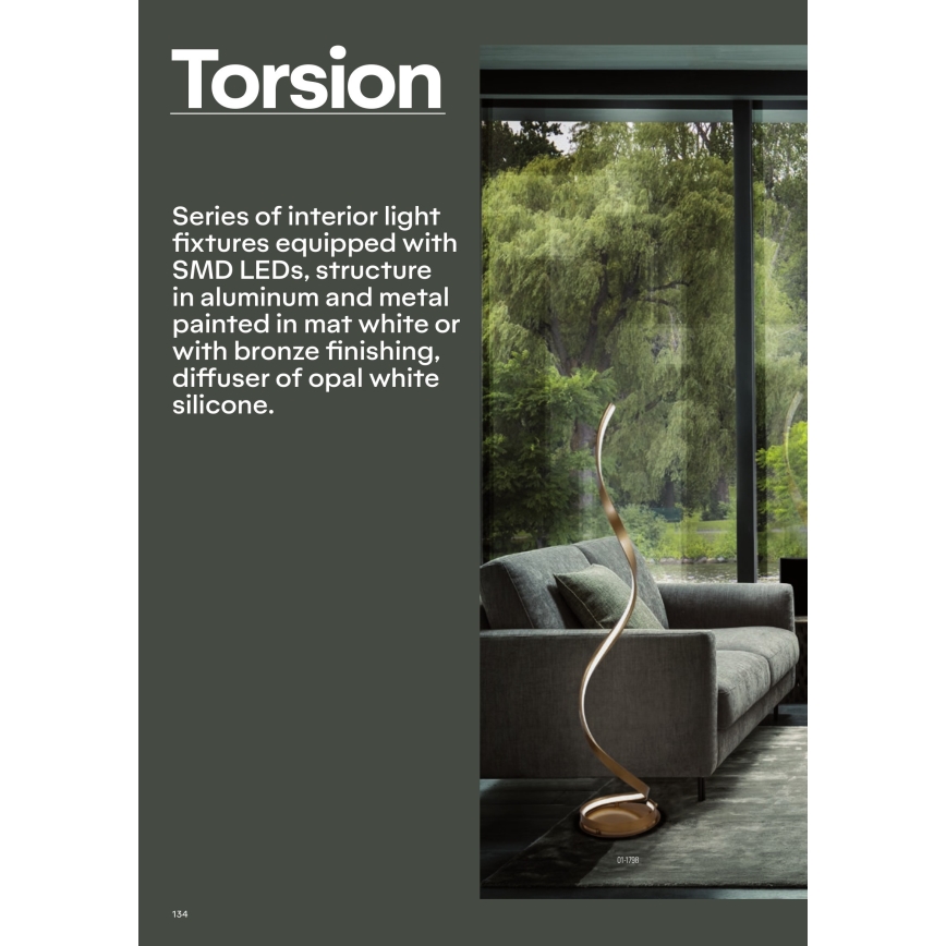 Redo 01-1792 - Светодиодный потолочный светильник с регулированием яркости TORSION LED/30W/230V бронзовый