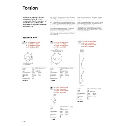 Redo 01-1792 - Светодиодный потолочный светильник с регулированием яркости TORSION LED/30W/230V бронзовый