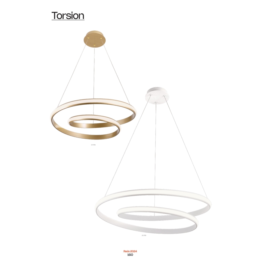 Redo 01-1793 - Світлодіодна підвісна люстра з регулюванням яскравості TORSION LED/29W/230V діаметр 55 см білий