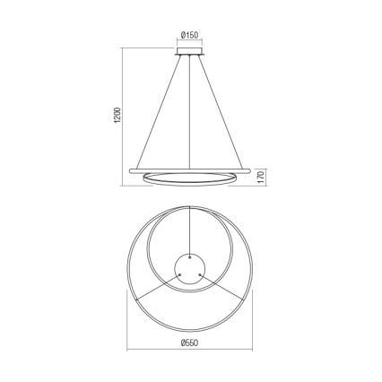 Redo 01-1794 - Светодиодная подвесная люстра с регулированием яркости TORSION LED/29W/230V диаметр 55 см бронзовый