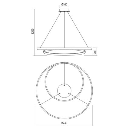 Redo 01-1795 - LED затемнювана підвісна люстра на тросі TORSION LED/40W/230V діаметр 74 см біла