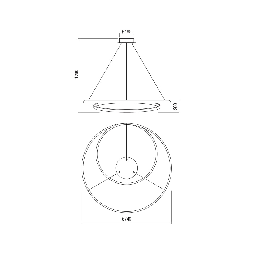 Redo 01-1795 - LED затемнювана підвісна люстра на тросі TORSION LED/40W/230V діаметр 74 см біла