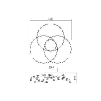 Redo 01-1801 - Светодиодный потолочный светильник с регулированием яркости ALIEN LED/60W/230V 3000K диаметр 70 см белый