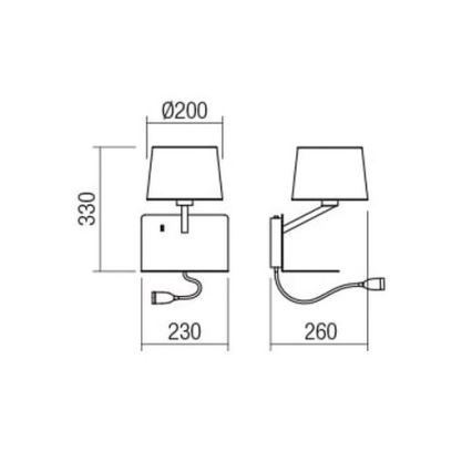 Redo 01-1807 - LED настенный светильник с гибкой лампой TOMO 1xE27/42W/230V + LED/3W/230V белый