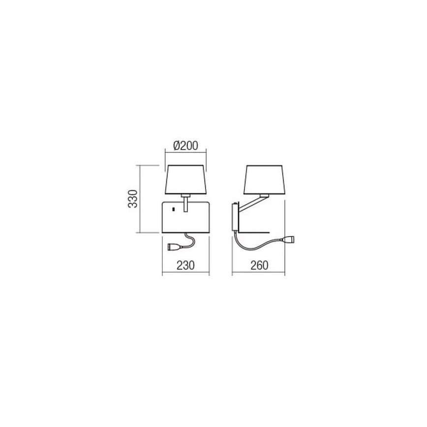 Redo 01-1807 - LED настенный светильник с гибкой лампой TOMO 1xE27/42W/230V + LED/3W/230V белый