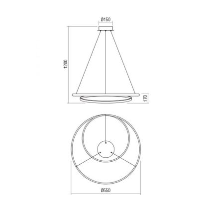 Redo 01-1888 - Світлодіодна регульована люстра на тросі TORSION 29Вт/230В, діаметр 55 см, біла