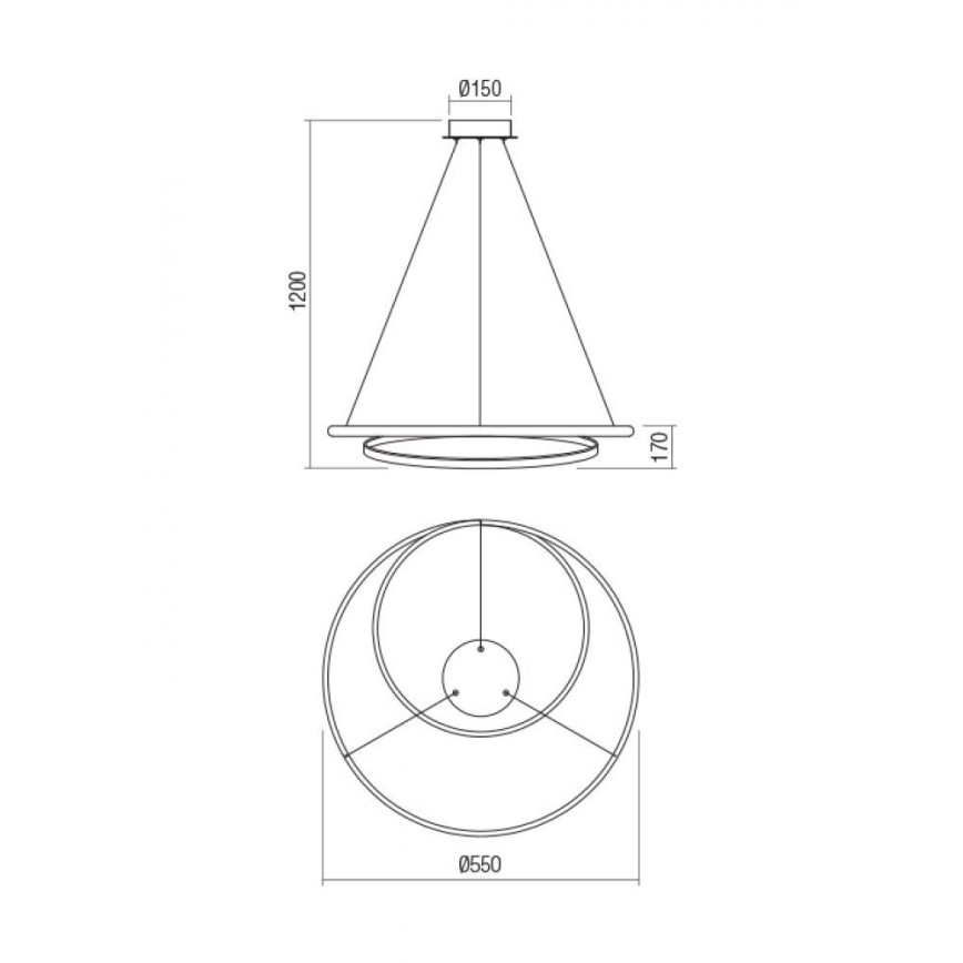 Redo 01-1889 - LED затемнювана люстра на тросі TORSION LED/29W/230V 4000K Ø 55 см бронзова