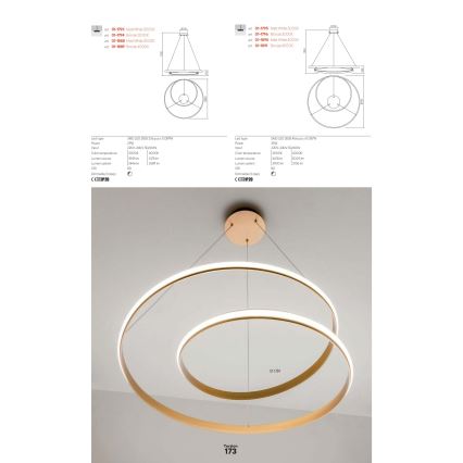 Redo 01-1891 - Диммируемая LED-люстра на тросовом подвесе TORSION LED/35W/230V, диаметр 75 см, бронзовая