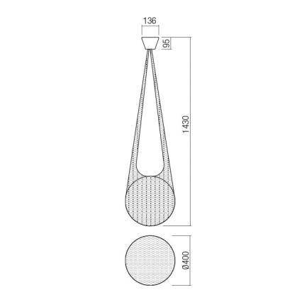 Redo 01-1974 - LED-люстра на тросі ALLURIA 1xE27/10 Вт/230 В/діам. 40 см