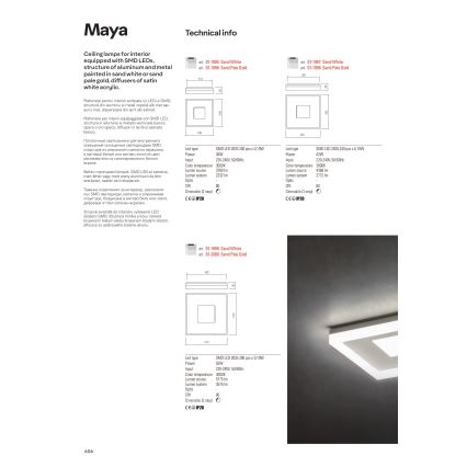 Redo 01-2000 - LED диммируемый потолочный светильник MAYA LED/55W/230V, 51×51 см, золотой