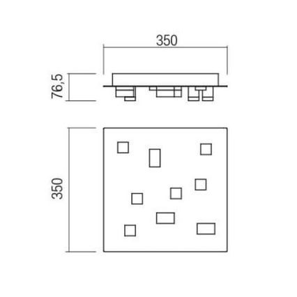 Redo 01-2015 - Стельовий LED світильник PIXEL LED/27W/230V 3000K 35x35 см чорний