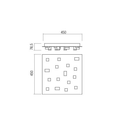 Redo 01-2017 - Стельовий LED світильник PIXEL LED/48W/230V 3000K 45x45 см чорний