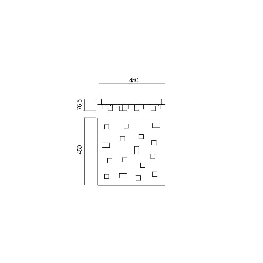 Redo 01-2017 - Стельовий LED світильник PIXEL LED/48W/230V 3000K 45x45 см чорний