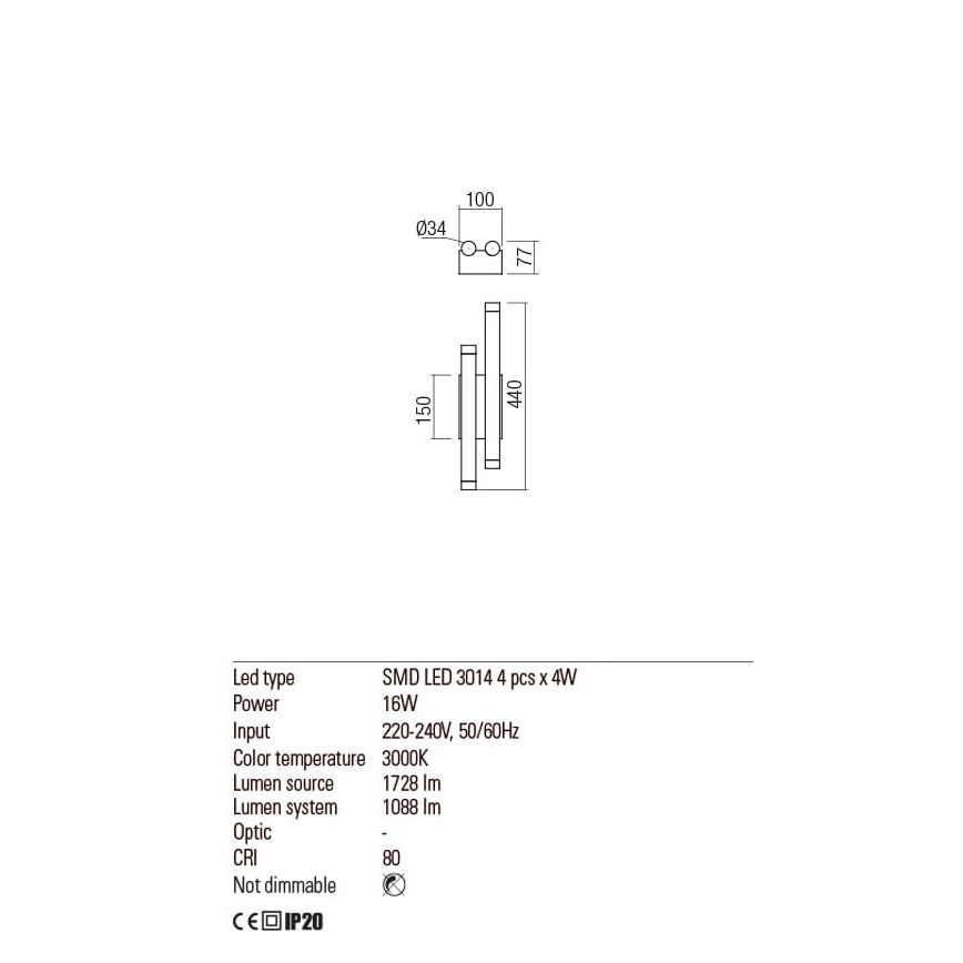 Redo 01-2035 - Светодиодный настенный светильник MADISON 4xLED/4W/230V черный