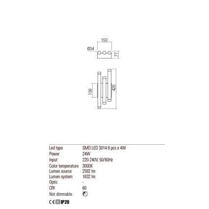 Redo 01-2038 - Світлодіодний настінний світильник MADISON 6xLED/4W/230V чорний