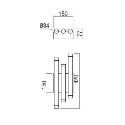Redo 01-2038 - Світлодіодний настінний світильник MADISON 6xLED/4W/230V чорний