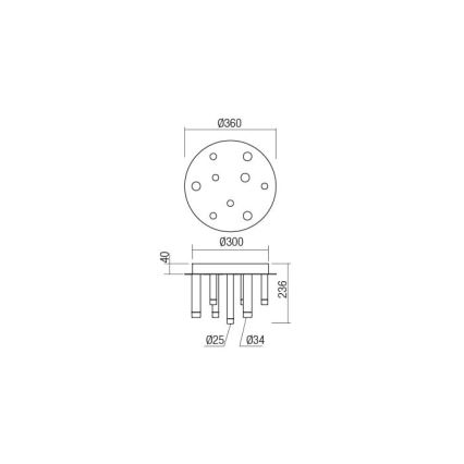 Redo 01-2042 - Светодиодный потолочный светильник MADISON 9xLED/4W/230V блестящий хром/черный/медный