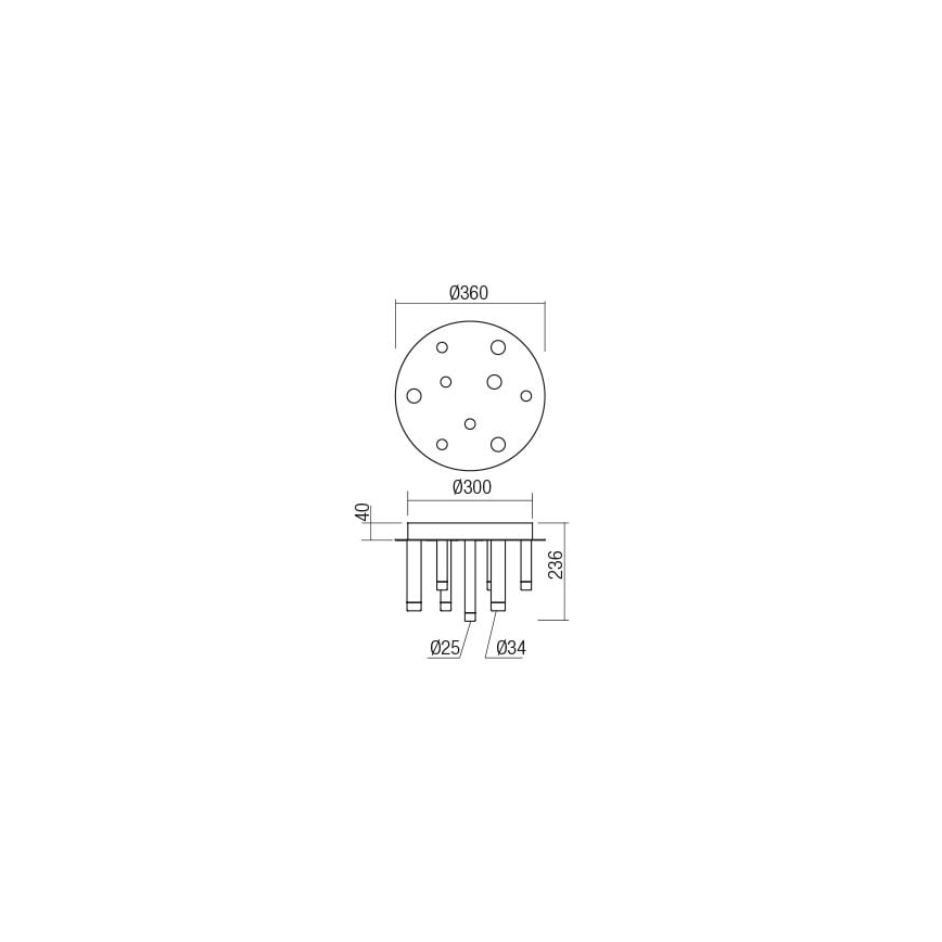 Redo 01-2042 - Светодиодный потолочный светильник MADISON 9xLED/4W/230V блестящий хром/черный/медный