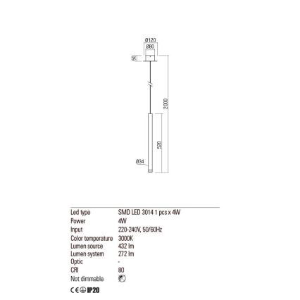 Redo 01-2043 - Світлодіодна підвісна люстра MADISON LED/4W/230V золотий