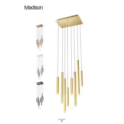Redo 01-2049 - Світлодіодна підвісна люстра MADISON 8xLED/4W/230V глянцевий хром/чорний/мідь