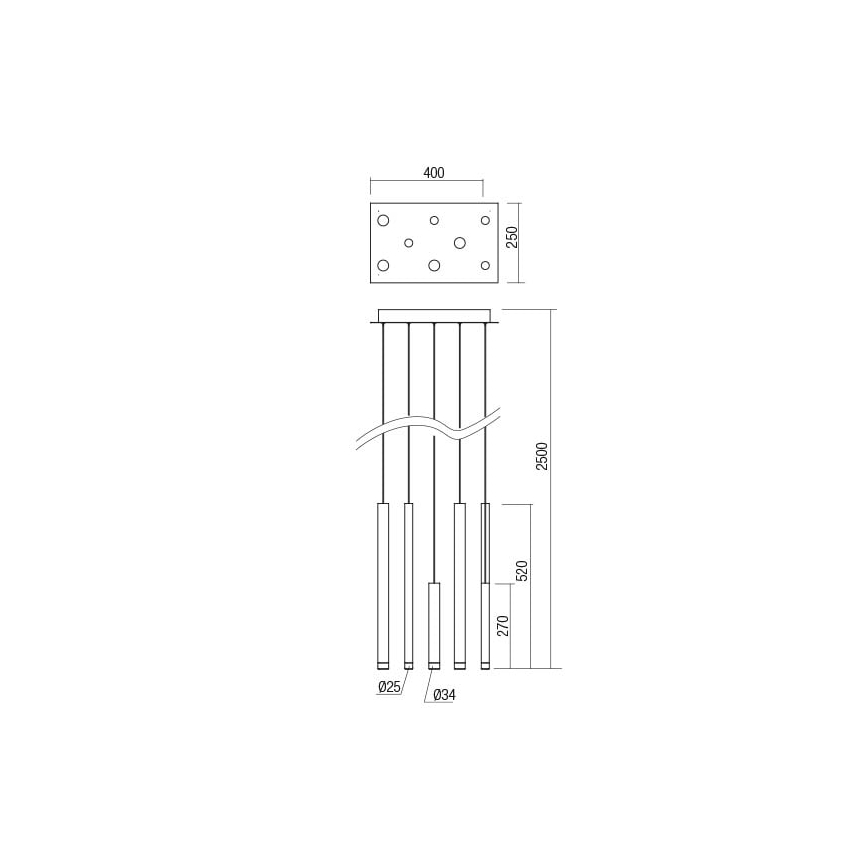 Redo 01-2049 - Світлодіодна підвісна люстра MADISON 8xLED/4W/230V глянцевий хром/чорний/мідь