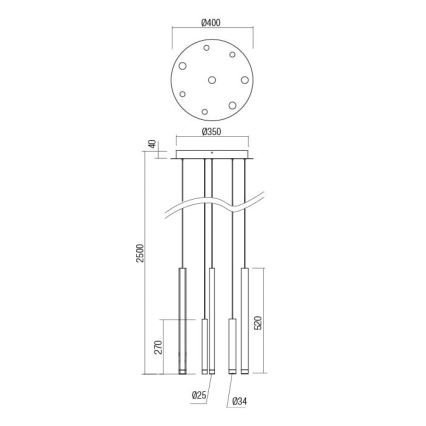 Redo 01-2050 - Світлодіодна підвісна люстра MADISON 8xLED/4W/230V золотистий