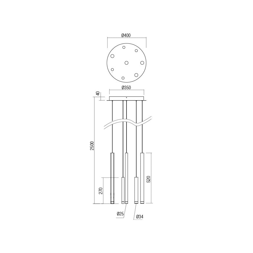 Redo 01-2050 - Світлодіодна підвісна люстра MADISON 8xLED/4W/230V золотистий