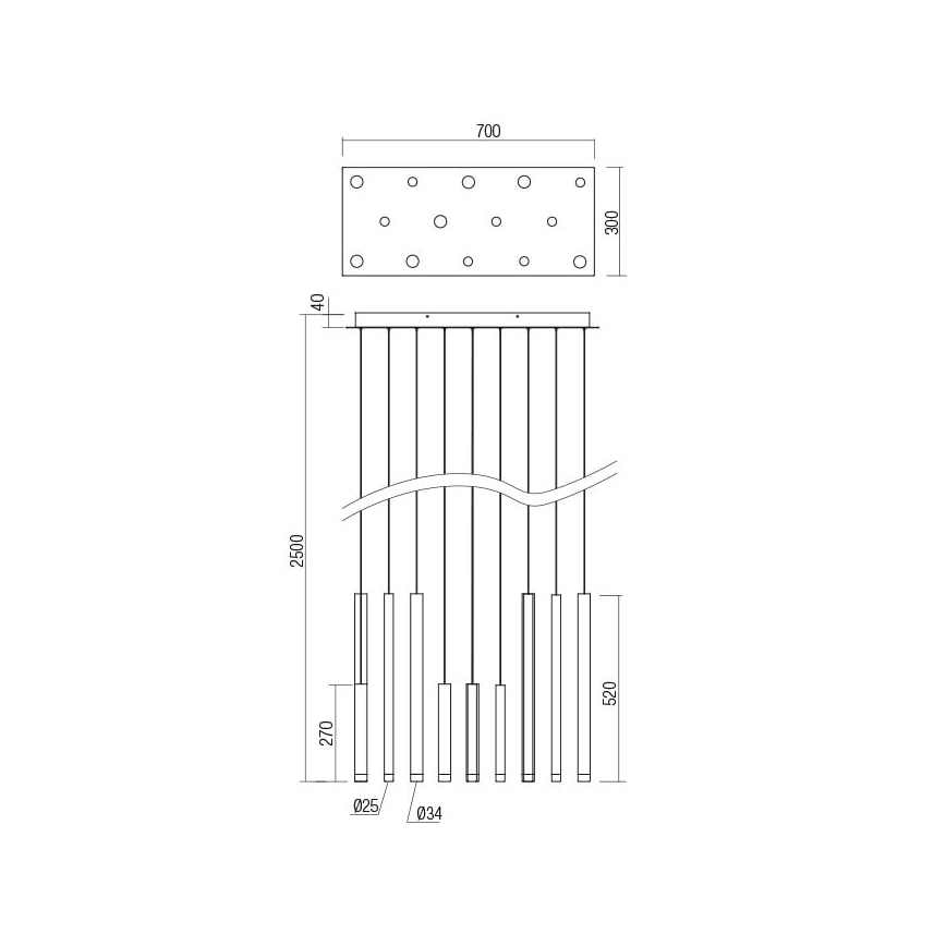 Redo 01-2055 - Світлодіодна підвісна люстра MADISON 14xLED/4W/230V мідь