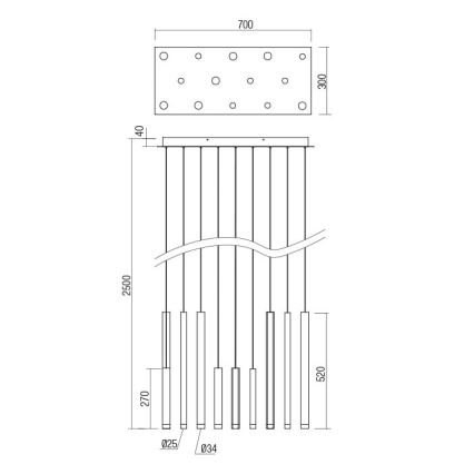 Redo 01-2057 - Світлодіодна підвісна люстра MADISON 14xLED/4W/230V глянцевий хром/чорний/мідь