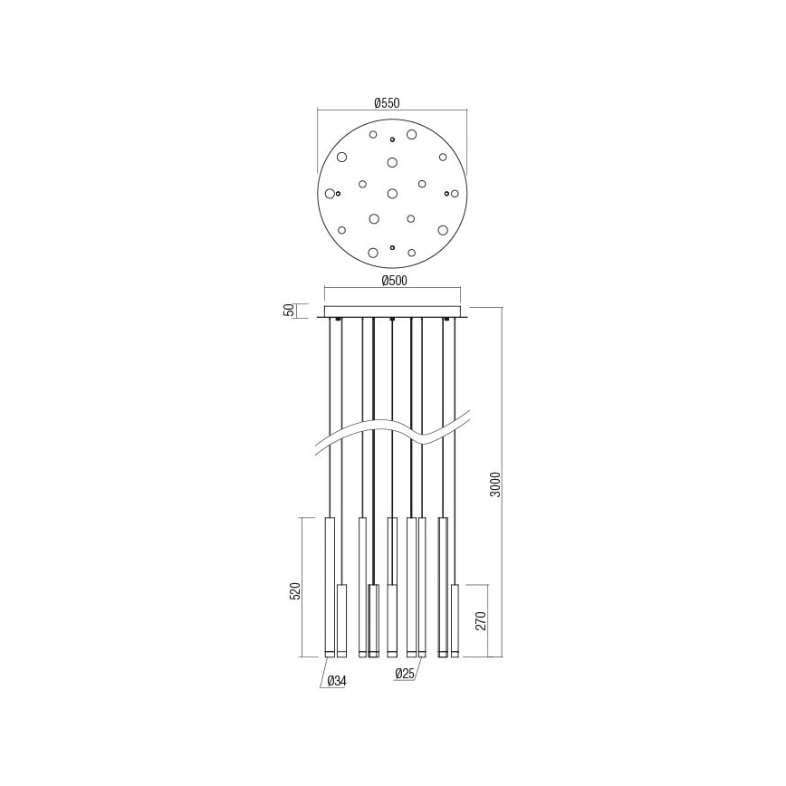 Redo 01-2059 - Світлодіодна підвісна люстра MADISON 16xLED/4W/230V мідь